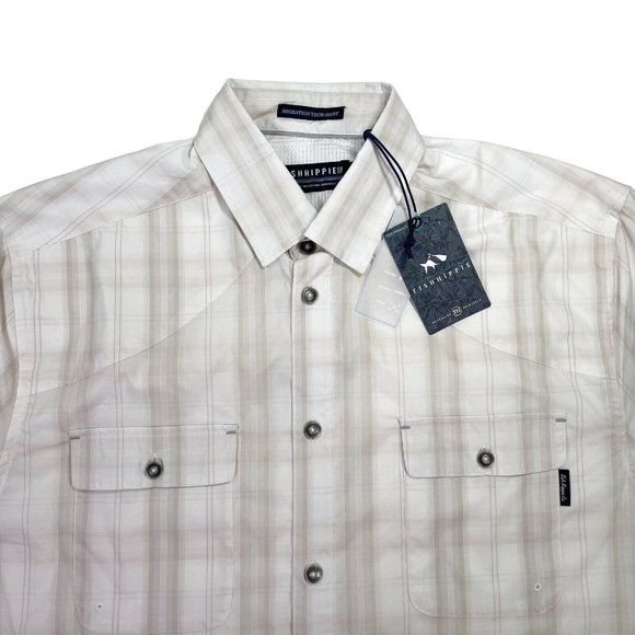 Fish Hippie Migration Tech Plaid Short Sleeve Button Up Shirt- Mens Small- NWT - Picture 2 of 10